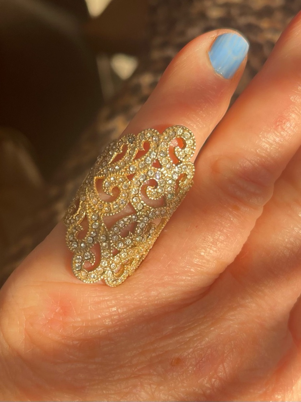 ⚜️Filagree Lace CZ Gold Wash over Sterling Silver SZ 7